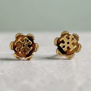 Tory Burch Gold Floral Stud Earrings